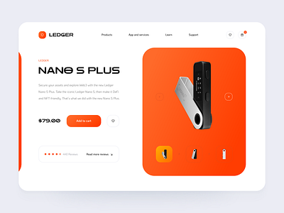 Ledger — Web Design for cold crypto wallet bitcoin crypto crypto wallet cryptocurrency design design for crypto finance makeevaflchallenge makeevaflchallenge5 minimal orange productcard ui ui design webdesign