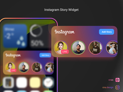 Instagram Widget add story apple widget better ux glass instagram instagram concept instagram story ios iphone mobile modern modern ui next ux redesign social media update ux widget