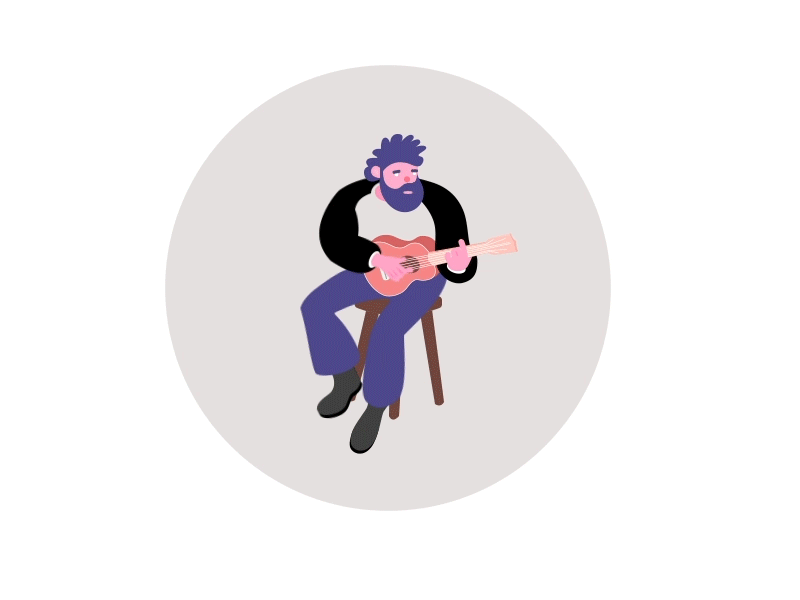 Guitar player after effects animation character gif man musician tramp wupma