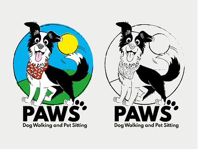 Paws Dog Walking and Pet Sitting Logo brand identity illustration logo