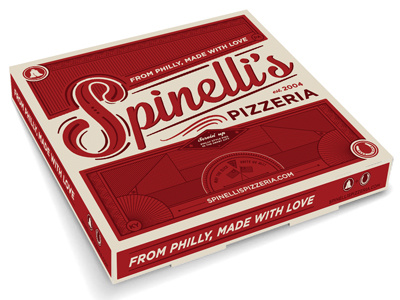 Spinelli's Pizza Packaging box design geometric illustration lines packaging pizza