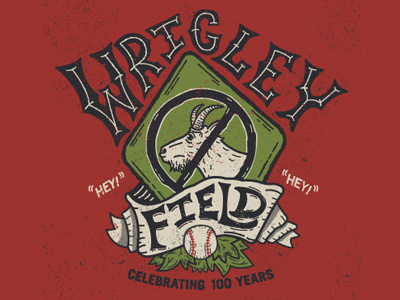 Wrigley Field 100 Year Anniversary design hand lettering illustration
