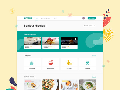 Homepage "Meero easy order" animation branding design icon ui website