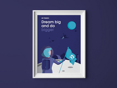 Meero values - Dream big and do bigger bigger branding dream illustration moon purple space spaceship vector