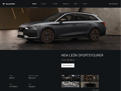 Seat Cupra homepage black car homepage ui design ux design web design