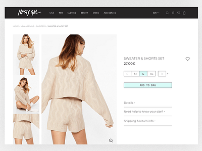 Nasty Gal - Checkout page checkout design checkout page fashion selector ui design ux design web design