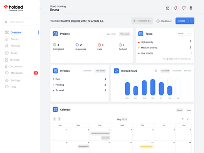 Holded Freelance Portal assets clean design dashboard freelance portal interaction product design project management ui design ux design widgets