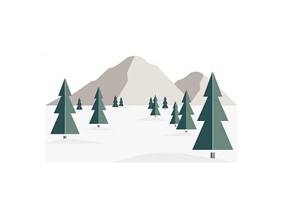 Mountains & Evergreens design evergreen flat graphic illustration minimal mountain snow snow day vector winter