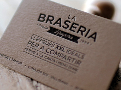 La Braseria business card design letterpress print typography