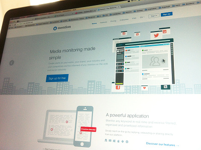Mention.net app flat design landing landing page mention minimalist simple simplicity web app