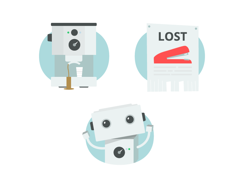 Workplace illustrations illustrations coffee machine robot captcha error 404 poster stapler workplace stack exchange vector clean