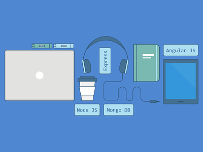 Tech Stack blue coffee essentials headset icons illustration phone stack overflow tech