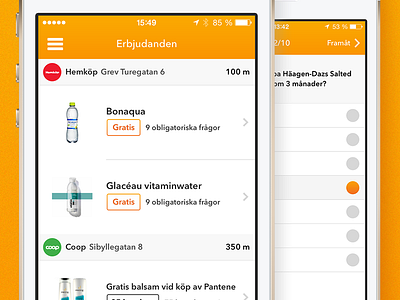 Freebee App iOS 7 app clean coupon flat freebee ios ios7 iphone orange white
