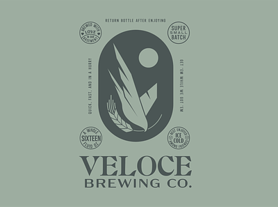 Veloce Brewing Co. alcohol badge beer beverage bird branding brewing falcon green logo wheat