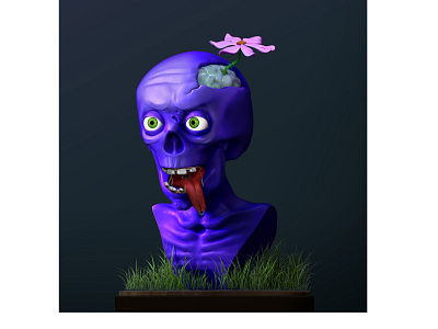 3D render of the cartoon zombie