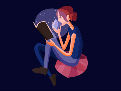 The girl is reading a book illustration vector