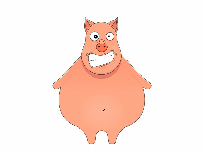 Cartoon vector illustration of a hysterical pig. adorable animal art cartoon character comic cute design drawing farm fun funny illustration vector