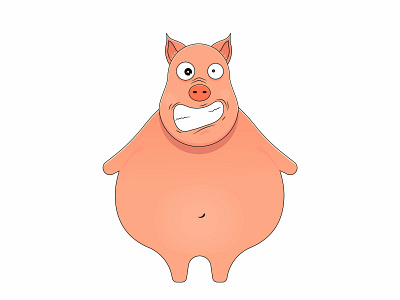 Cartoon vector illustration of a hysterical pig.