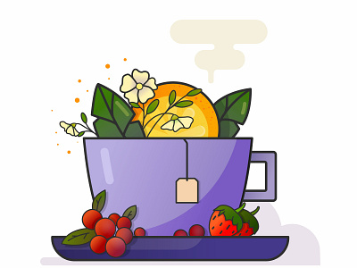 Cup fruits vector illustration art background berry cartoon cooking design diet drink isolated flowers food food isolated fresh fruits green green tea health healthy icon illustration isolated