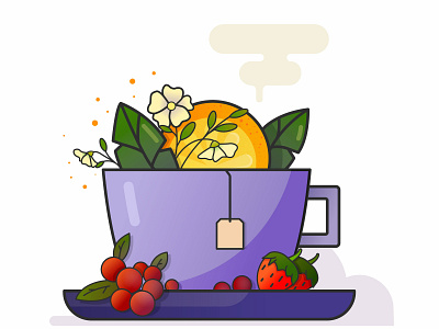 Cup fruits vector illustration