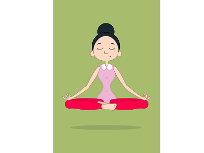 cute girl practicing yoga vector illustration art asana background beauty body calm cartoon coloring curly cute exercise female fitness flower girl health healthy human icon illustration