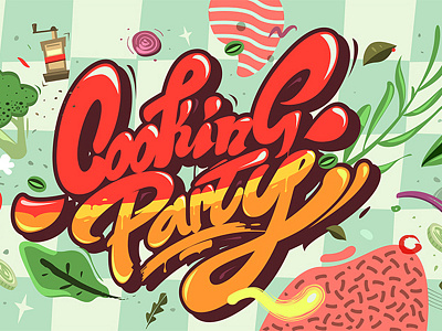 ~~Cooking Party~~ digital illustration letters typography