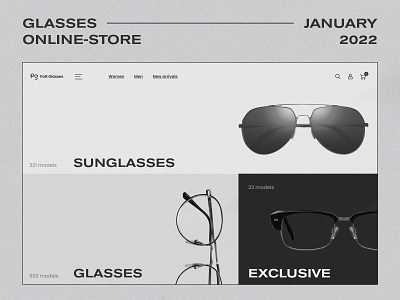 GLASSES ONLINE-STORE clean design glasses minimal ui ux webdesign