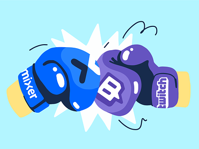 Twitch vs. Mixer boxing boxing gloves fight glove illustration live streaming minimalism mixer ninja restream streaming twitch