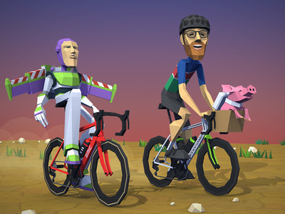 Dan and Buzz. And snorker. 3d animal character character art cycling low poly lowpoly lowpolyart vehicle