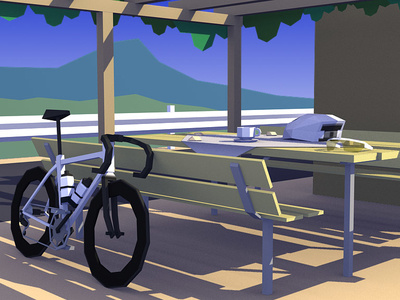 Kefalonia in the Shade 3d cycling low poly lowpoly lowpolyart vehicle