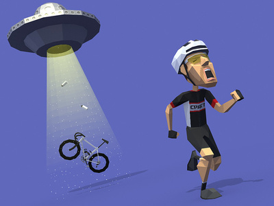 UFO Bike Abduction 3d character character art cycling low poly lowpoly lowpolyart vehicle