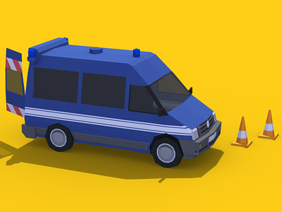 French Police Van 3d low poly lowpoly lowpolyart vehicle