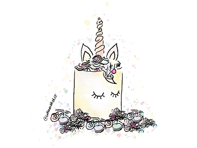Unicorny Birthday card design icon illustration watercolor whimsical