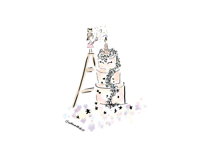 Unicorn Birthday Girl birthday card deisgn design illustration minimal watercolor whimsical
