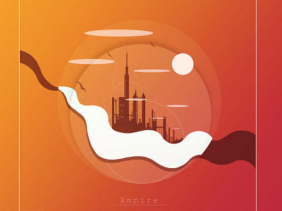 Your Empire circle city clouds design flat graphic illustration logo sky