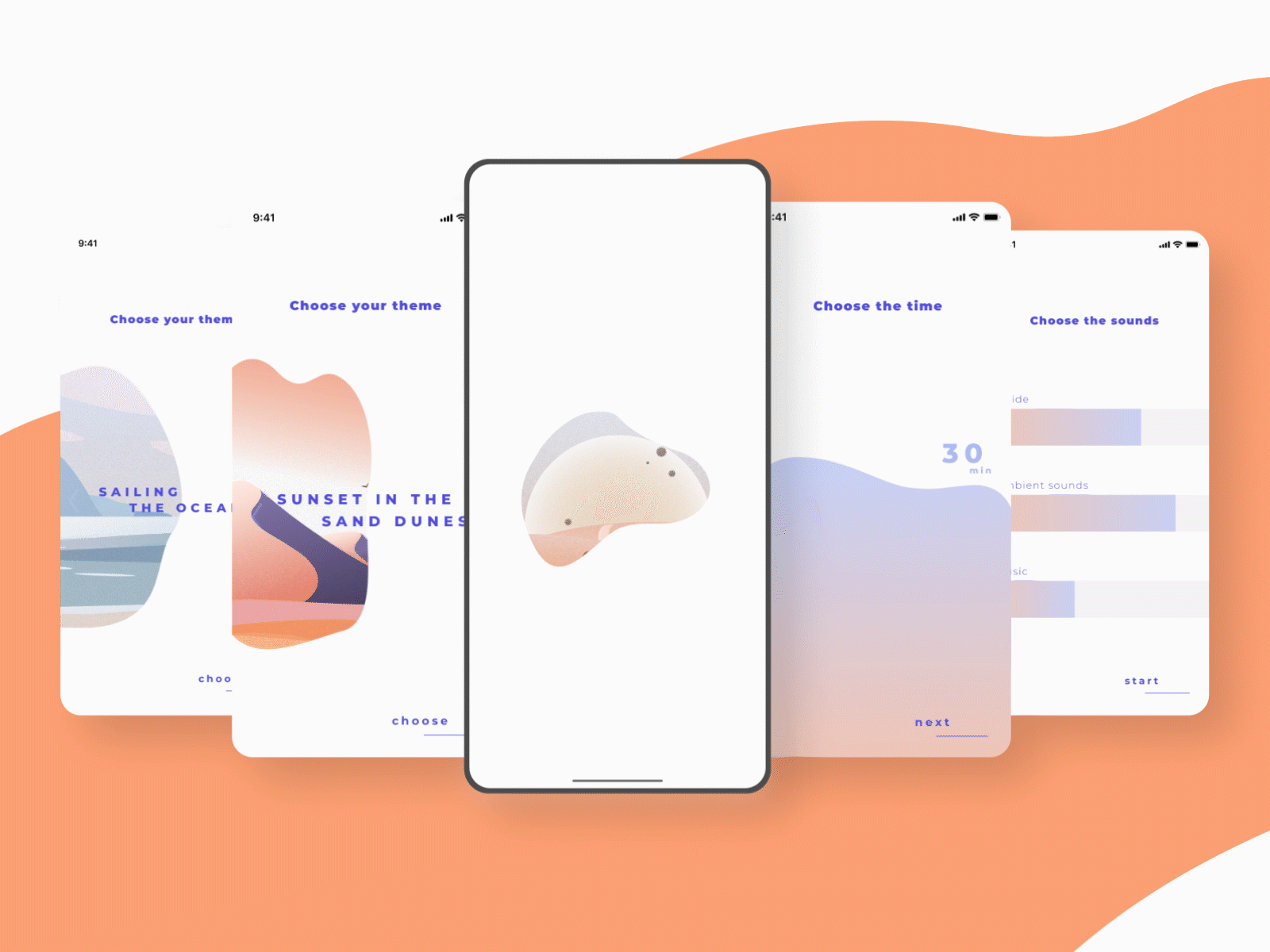 Midst App for Open Eye Meditation app illustration interaction interaction design interface design meditation ui ux