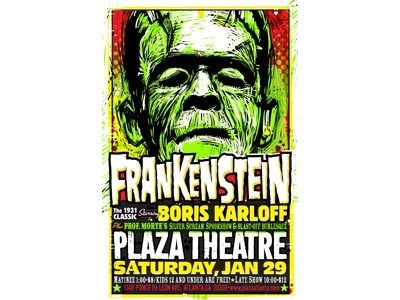 Frankenstein Spookshow Poster frankenstein illustration plaza theatre poster spookshow