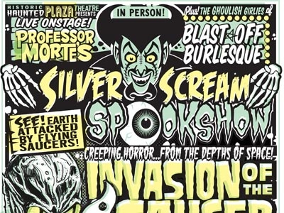 Detail- Invasion of the Saucermen Poster illustration plaza theatre poster spookshow