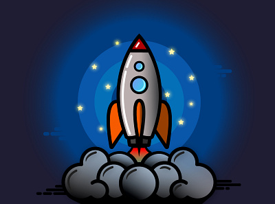 Rocket launch cosmos design flight fly graphic graphicdesign graphics illustration illustrations launch rocket rocketship space stars