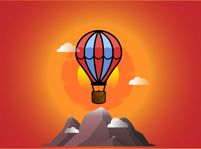 Balloon flight balloon balloons cloud clouds flight fly graphic graphic design graphicdesign illustration illustration art illustration design illustrations illustrator illustrator design mountain mountains sun sunny sunset