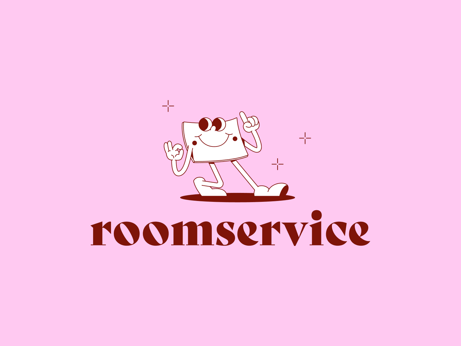 Roomservice logo fun branding color palette fun illustration logo mascot retro