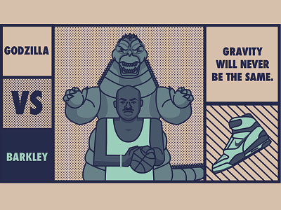Godzilla Vs Barkley basketball icon illustration nike