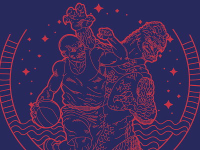 Godzilla Vs Barkley2 basketball icon illustration mono width nike