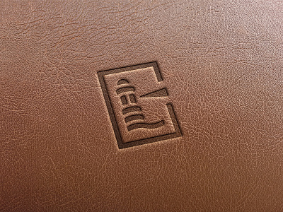 Embossed lighthouse black land leather lighthouse logo mark material space stripe water waves white