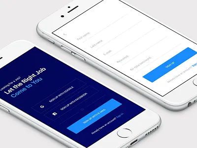 Get a Job! app blue business employee job login schedule signup ui ux work worker