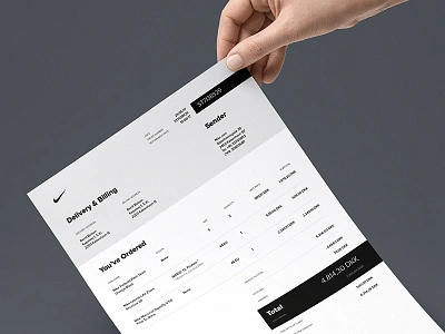 Nike Invoice a4 bill invoice mockup nike order paper print receipt sheet sport