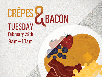 Crepes & Bacon bacon displayad illustration