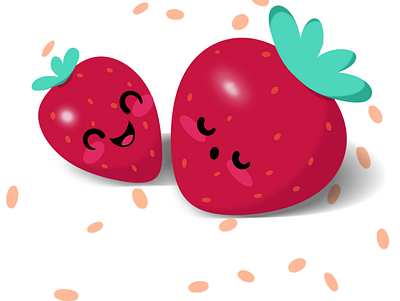 Happy Strawberries character childish design happy illustration strawberry