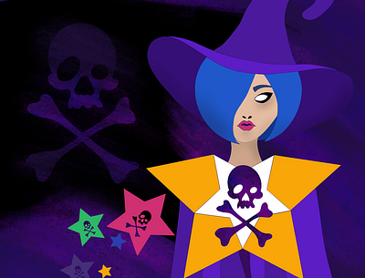 Star Witch character design halloween illustration inktober procreate purple witch