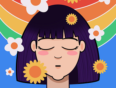 Rainbow Girl DTIYS character colourful illustration procreate